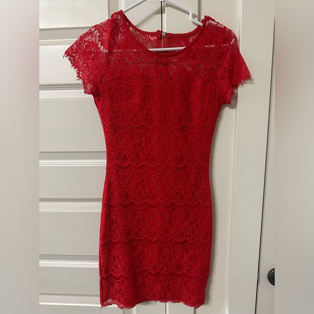 Red lace bodycon dress size small